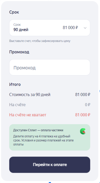 Средняя стоимость подписки на Яндекс бизнес