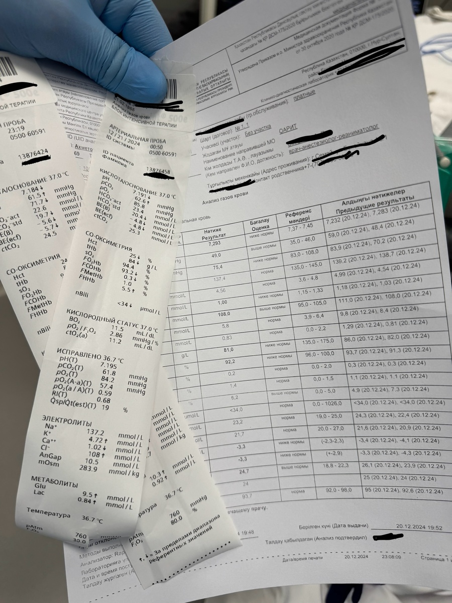 газы крови, для коллег реаниматологов