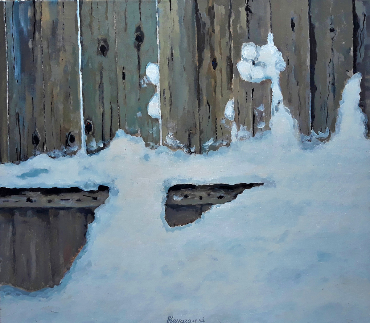 Композиция со снегом. Холст, акрил. 70х80.2014.