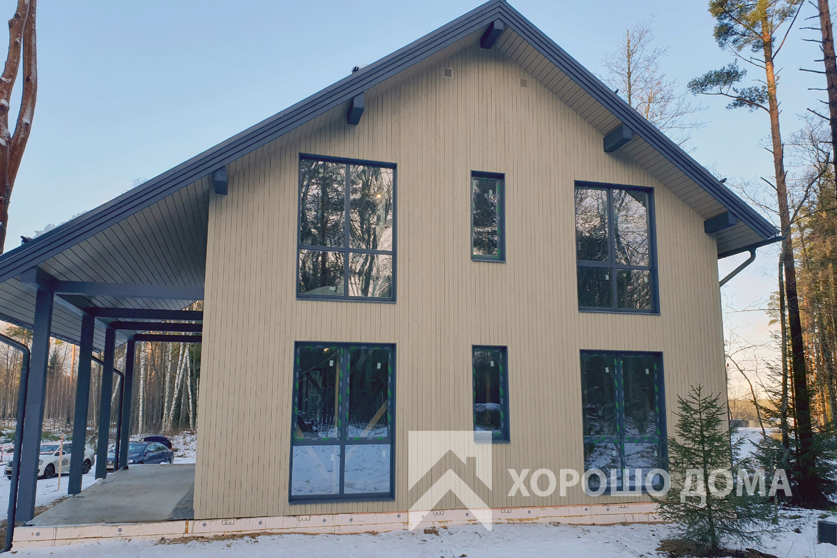 Двухэтажный каркасный дом.