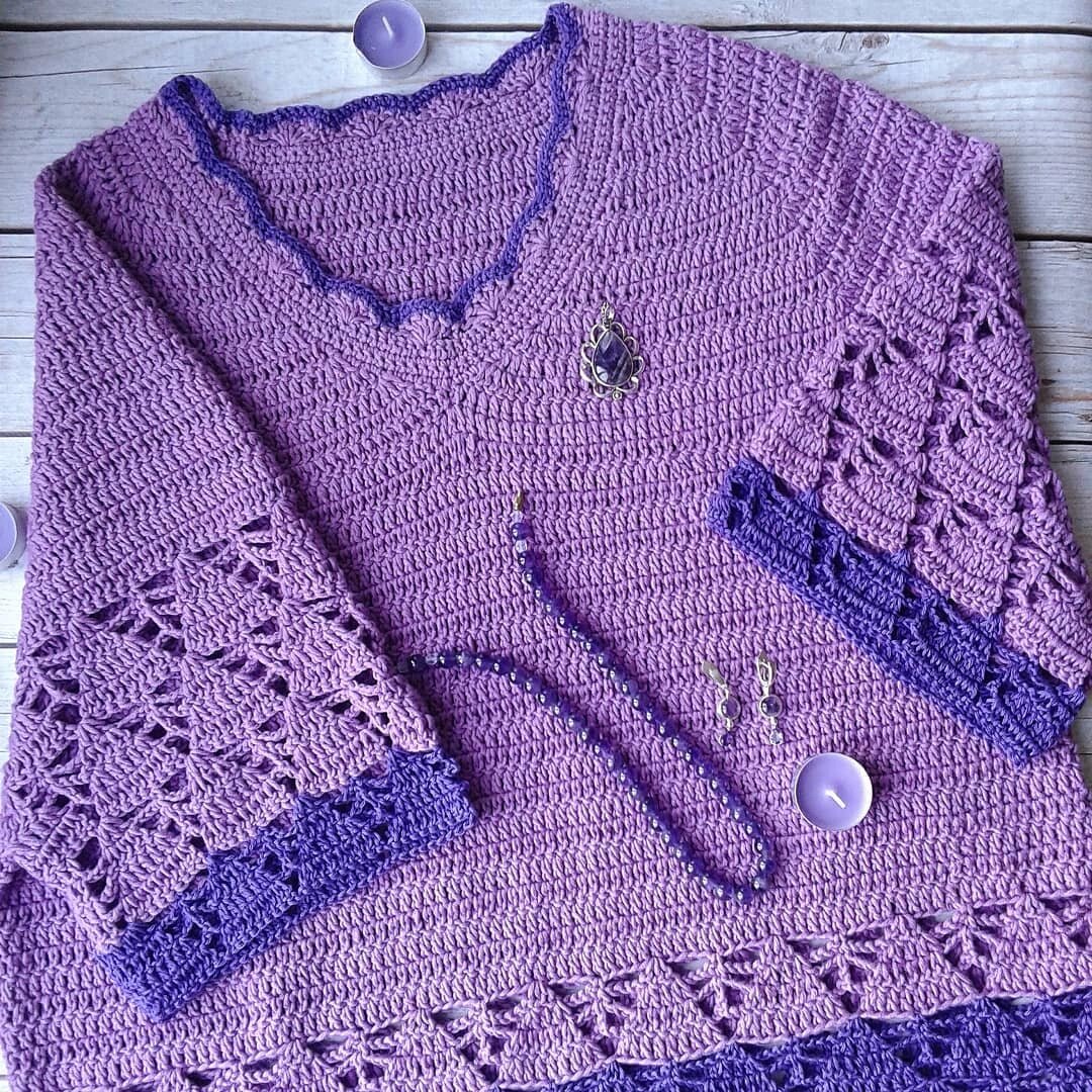 Ажурная кофта крючком для мамы