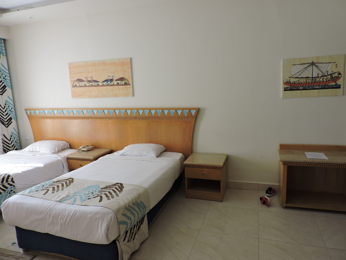 Egypt, Hurghada, Seagull Hotel & Resort, room #1349, two bed with bedside tables