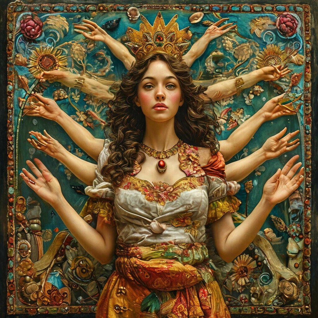 Многорукая мама по мнению нейросити)))