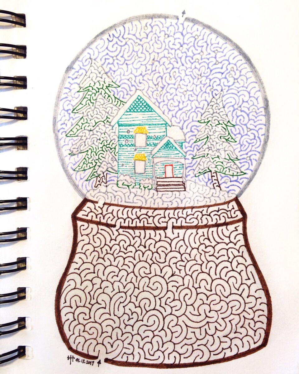 Зимняя головоломка-лабиринт Снежный шар ©Heather Hoesl 