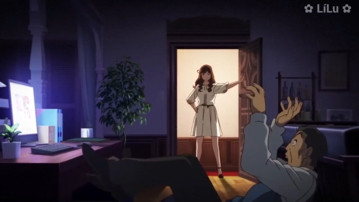 Каоруко открыла дверь так резко, что господин Сэибу вместе со стулом грохнулся на пол и... -Ты чего это?..