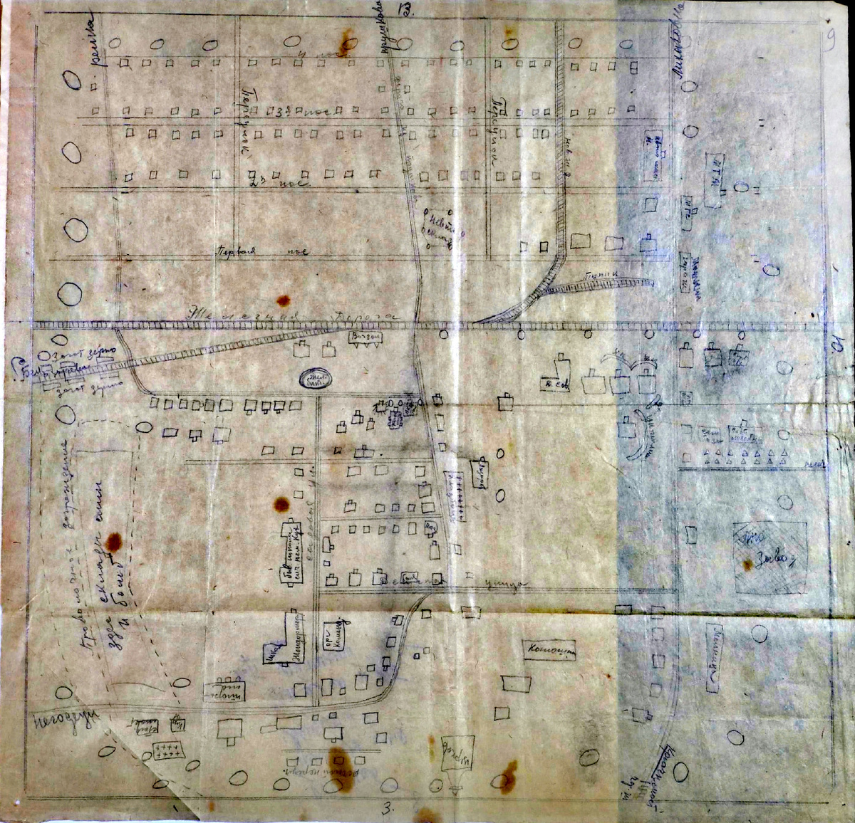 Схема немецких укреплений города Дно