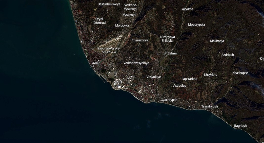 Снимок от SR Data акватории федеральной территории Сириус от 11 января, на котором видна чистота морских вод