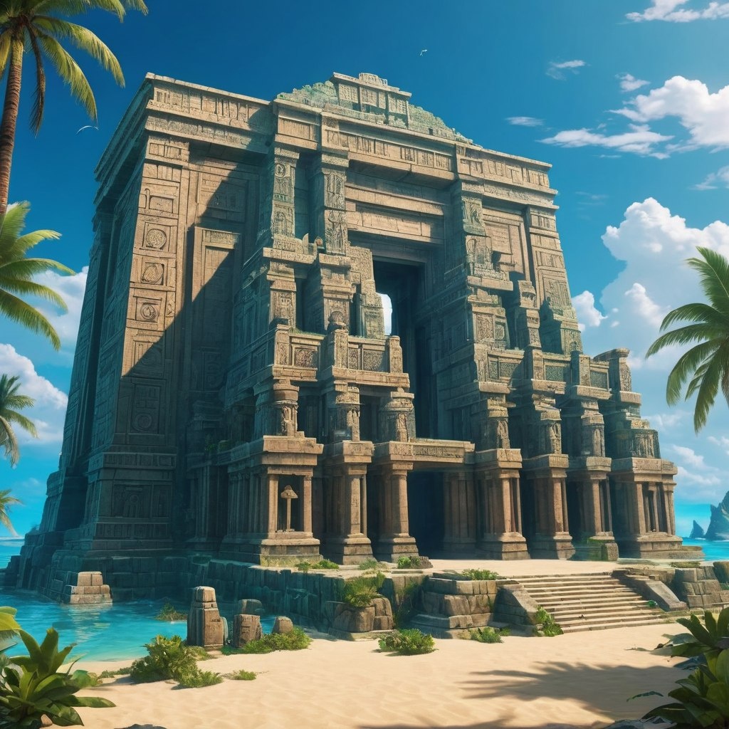 Храм Древней Атлантиды в представлении ИИ