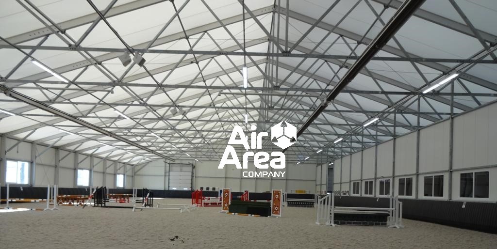 Тентовые ангар для конноспортвной школы. Конный манеж.