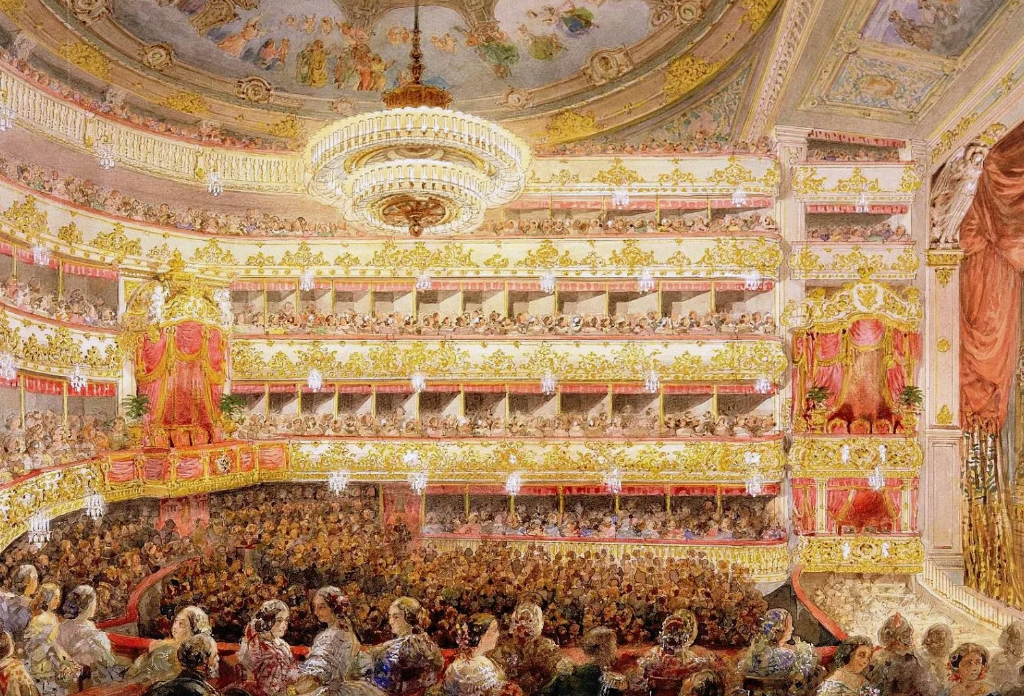 Театр в XIX веке. Изображение взято с Яндекс картинок.