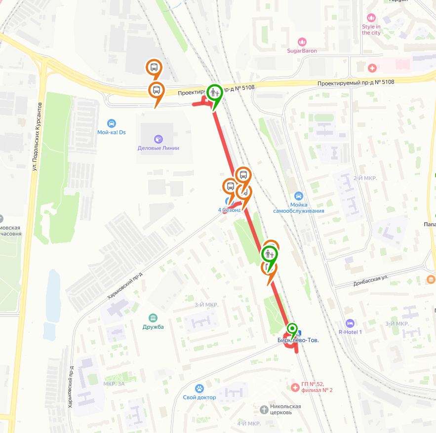 Участок улично-дорожной сети от Медынской улицы до Проектируемого проезда № 5108 на карте