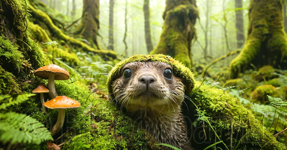 Из-под мха выглянула чья-то мордочка.