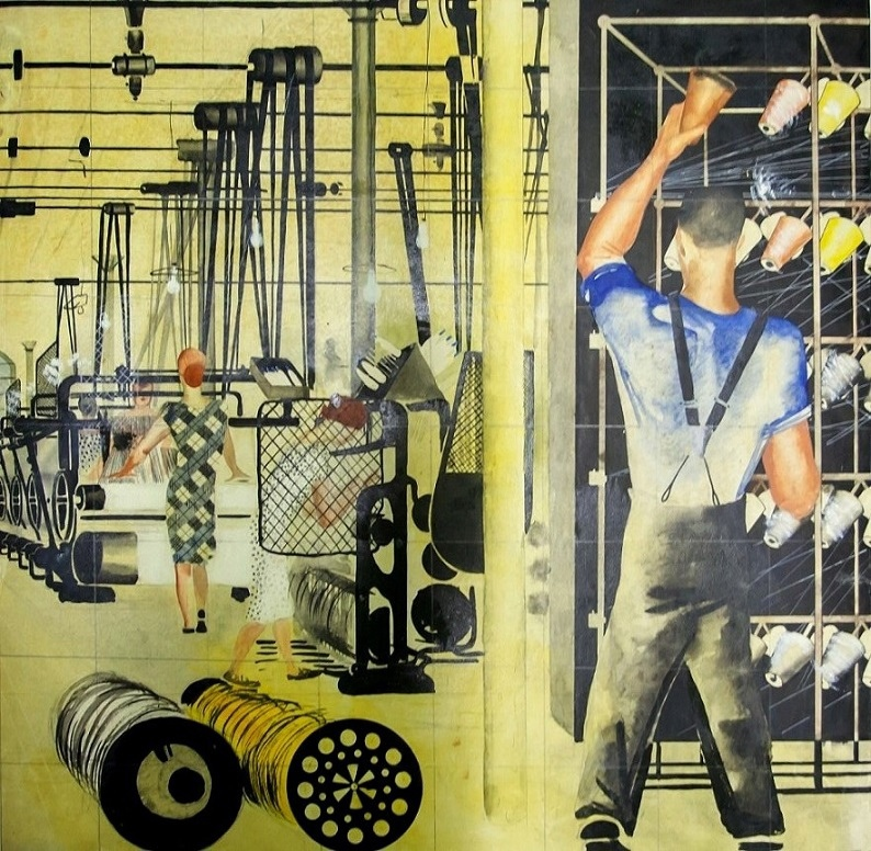 Ю.И.Пименов. Ткацкий цех работает. 1925.