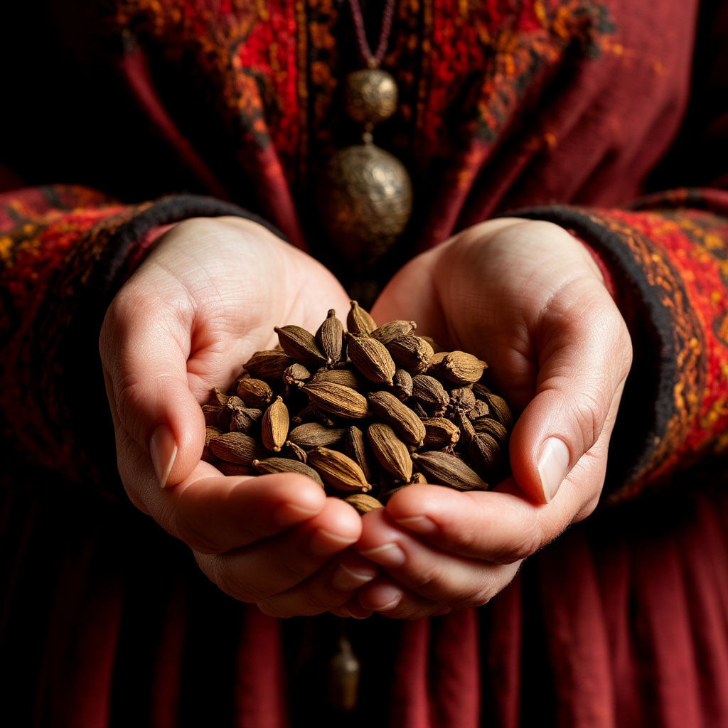 У кардамона зелёного есть менее известный, но колоритный брат — черный кардамон. Его стручки в разы крупнее, а пахнут он не изысканно-цветочно, а... дымно-камфорно, как дорогая кожа или лесной костер!