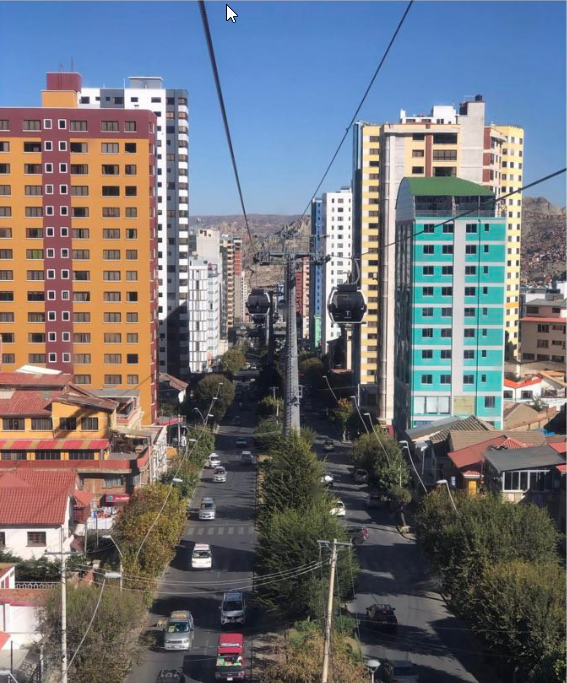 Фото автора из кабинки в фуникулера в Ла-Пас.
