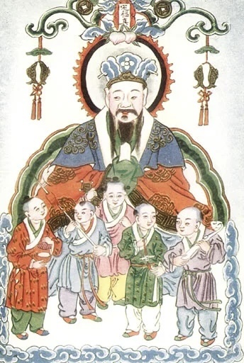 Китайский бог кухонного очага, бог плиты или просто кухонный бог. Картина в традиционном стиле, бумага, гуашь, последняя четверть XIX века. Провинция Кантон. 