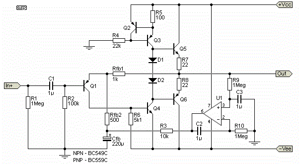 Рис. 8  Операционный усилитель с ОСТ со следящей системой по постоянному току
Рис. 8  Операционный усилитель с ОСТ со следящей системой по постоянному току