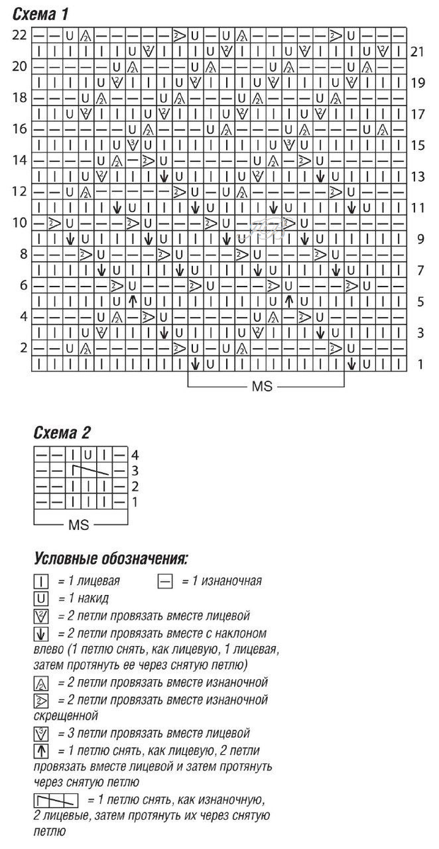 Воздушный пуловер с круглой кокеткой схема