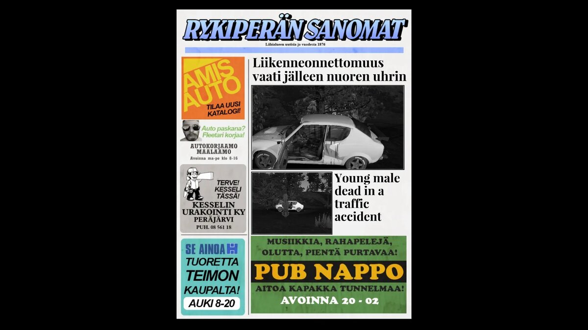 После смерти героя о ней пишут в местной газете, причём точно описывая обстоятельства   📷