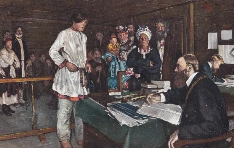 Маковский Владимир Егорович (1846-1920). Семейное дело у мирового судьи. 1910-е годы.