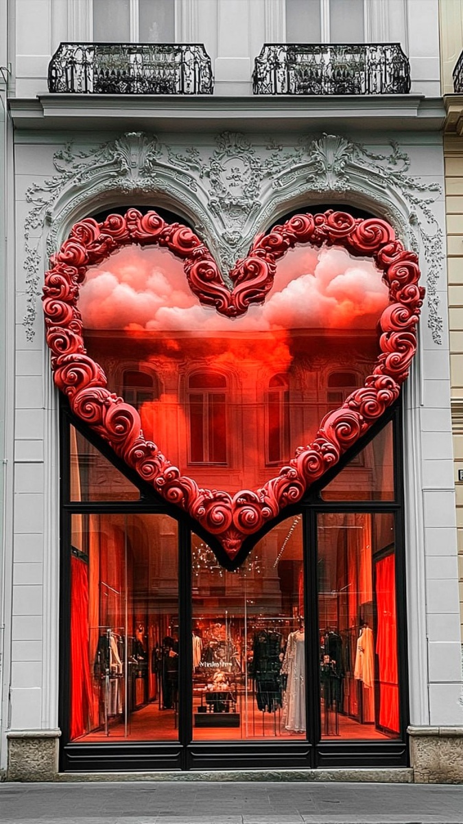 Проект дизайна витрины магазина ко дню всех влюбленных 