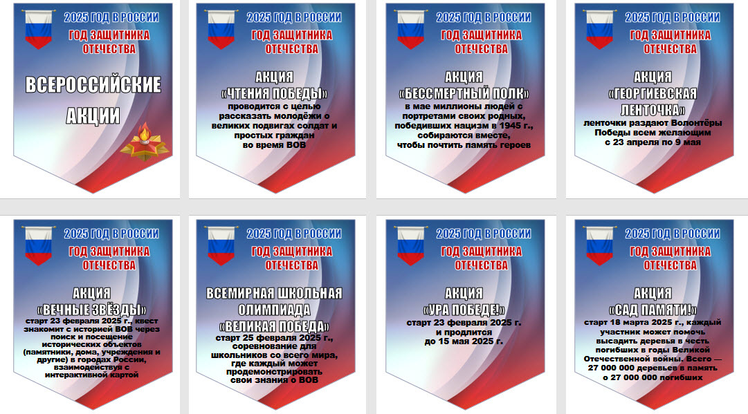 Флажки с акциями Год защитника Отечества