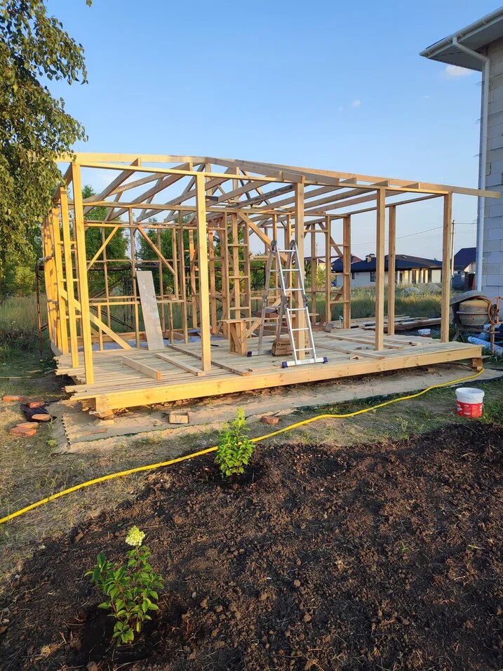 Видно начало строительства и уже на месте первые растюхи