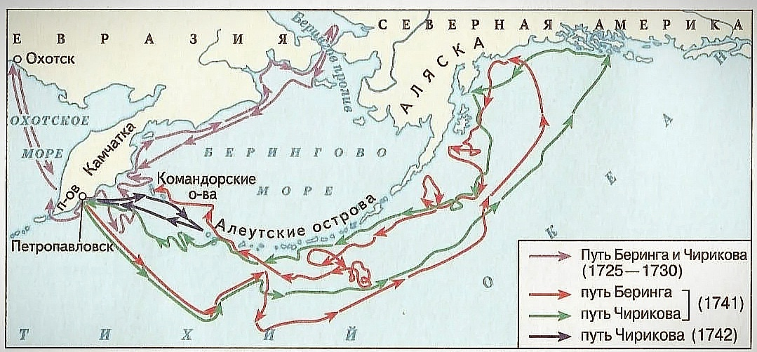 Путешествия Беринга и Чирикова. 