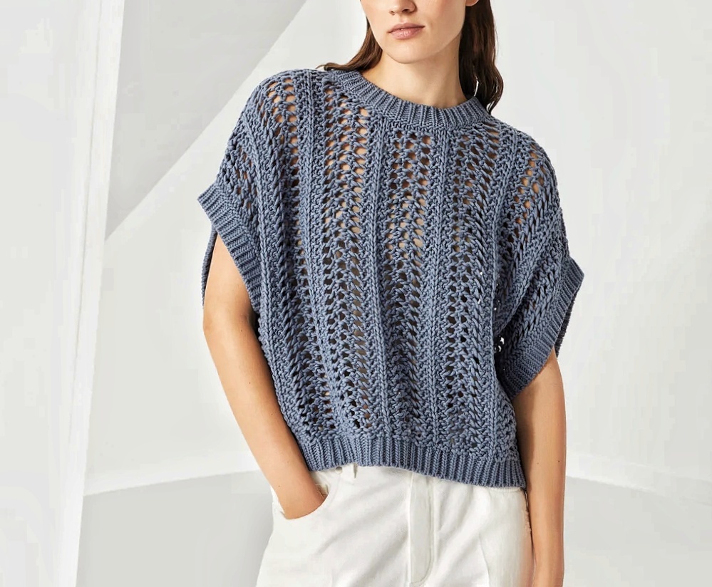 Джемпер с кроткими рукавами и кардиган ▶ из хлопка от Брунелло Кучинелли