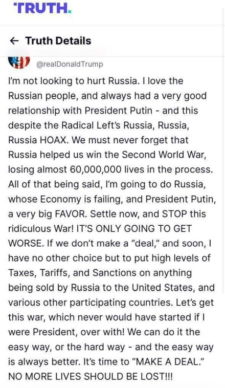    Трамп начал разговор с Москвой с угроз