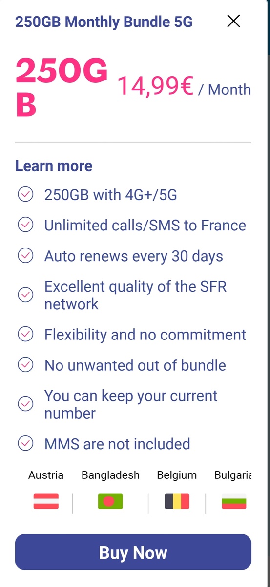 Вариант тарифа с лимитом 250 Гб