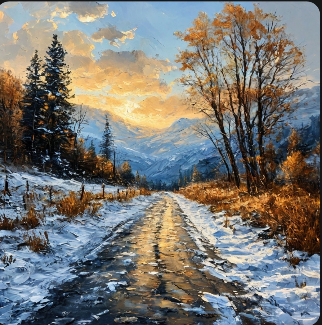 Иллюстрация по запросу автора "по зимней дороге без снега туда и обратно" сгенерирована нейросетью Шедеврум.