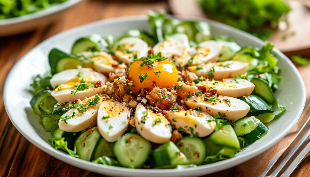 Свежий и питательный салат с курицей