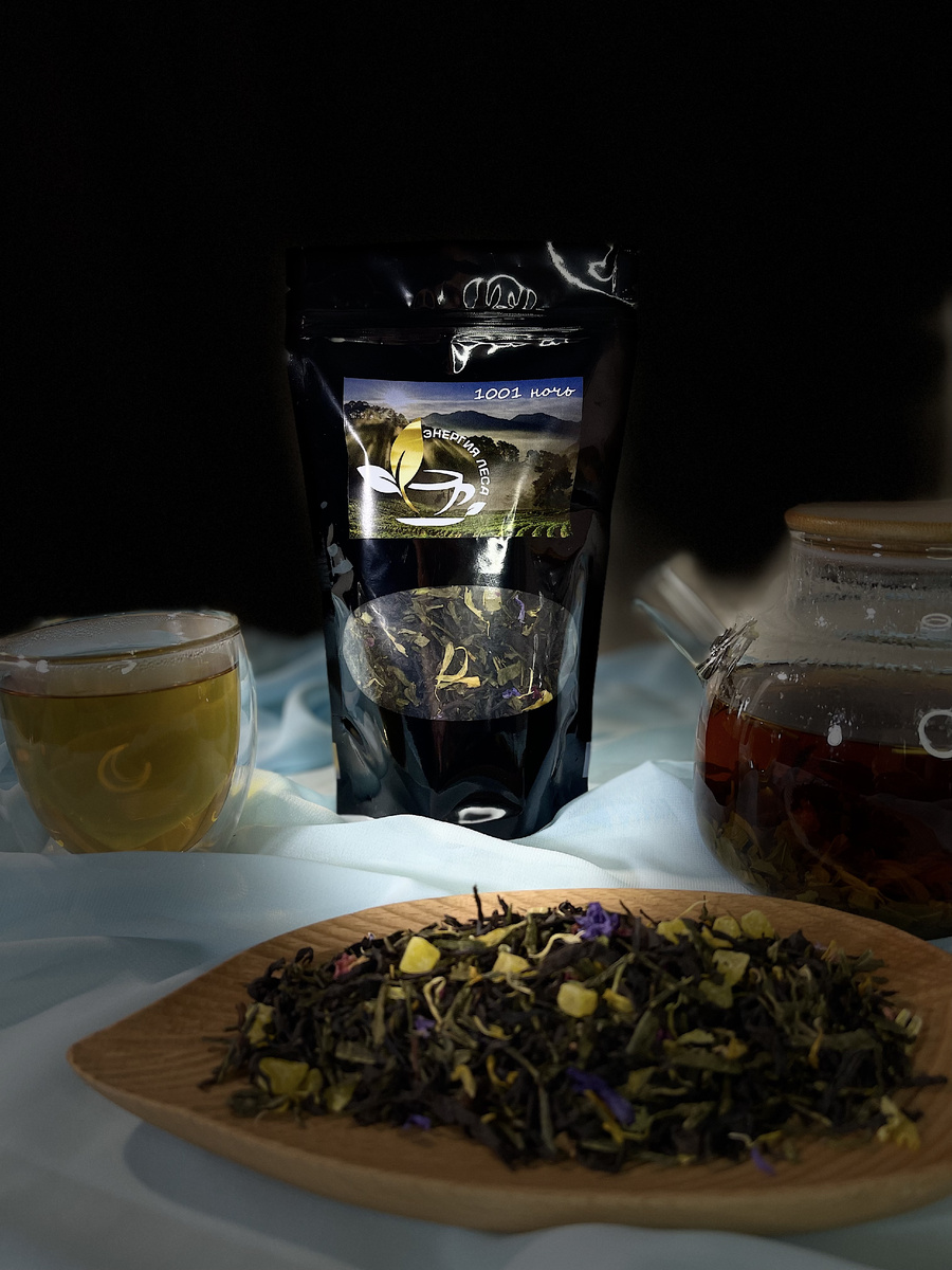 На фото фруктовый чай "1001 ночь" бренда "Энергия Леса"