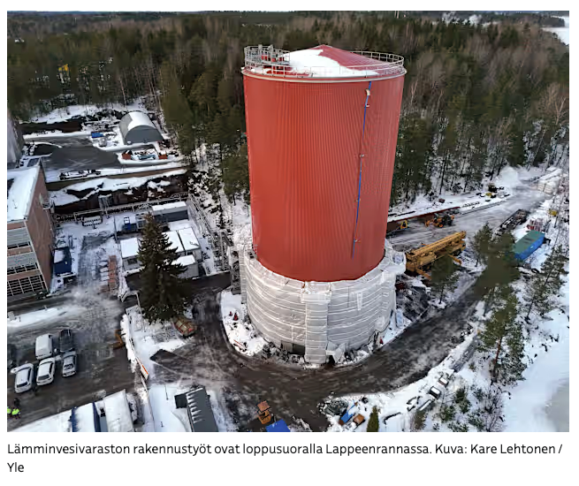    В Лаппеенранте построили 40-метровую башню для хранения горячей воды. Финляндия. Автор фото: yle.fi