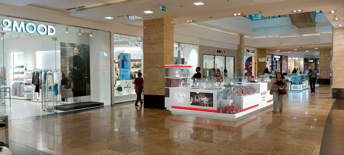 Качественный дизайн обязательно включает в себя фотопривязку. Так вы сразу поймёте, вписывается ли Ваша идея в интерьер торгового центра или надо что-то изменить 