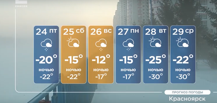     Серьёзный мороз придёт в Красноярск в пятницу и задержится почти на неделю