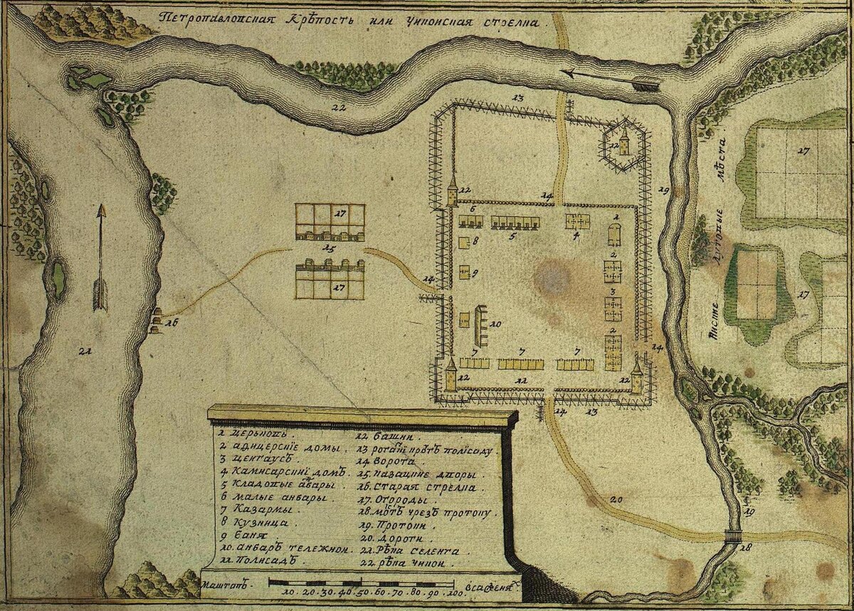 План Петропавловской крепости или Чикойской стрелки 1720-1730-е года. Из интернета.