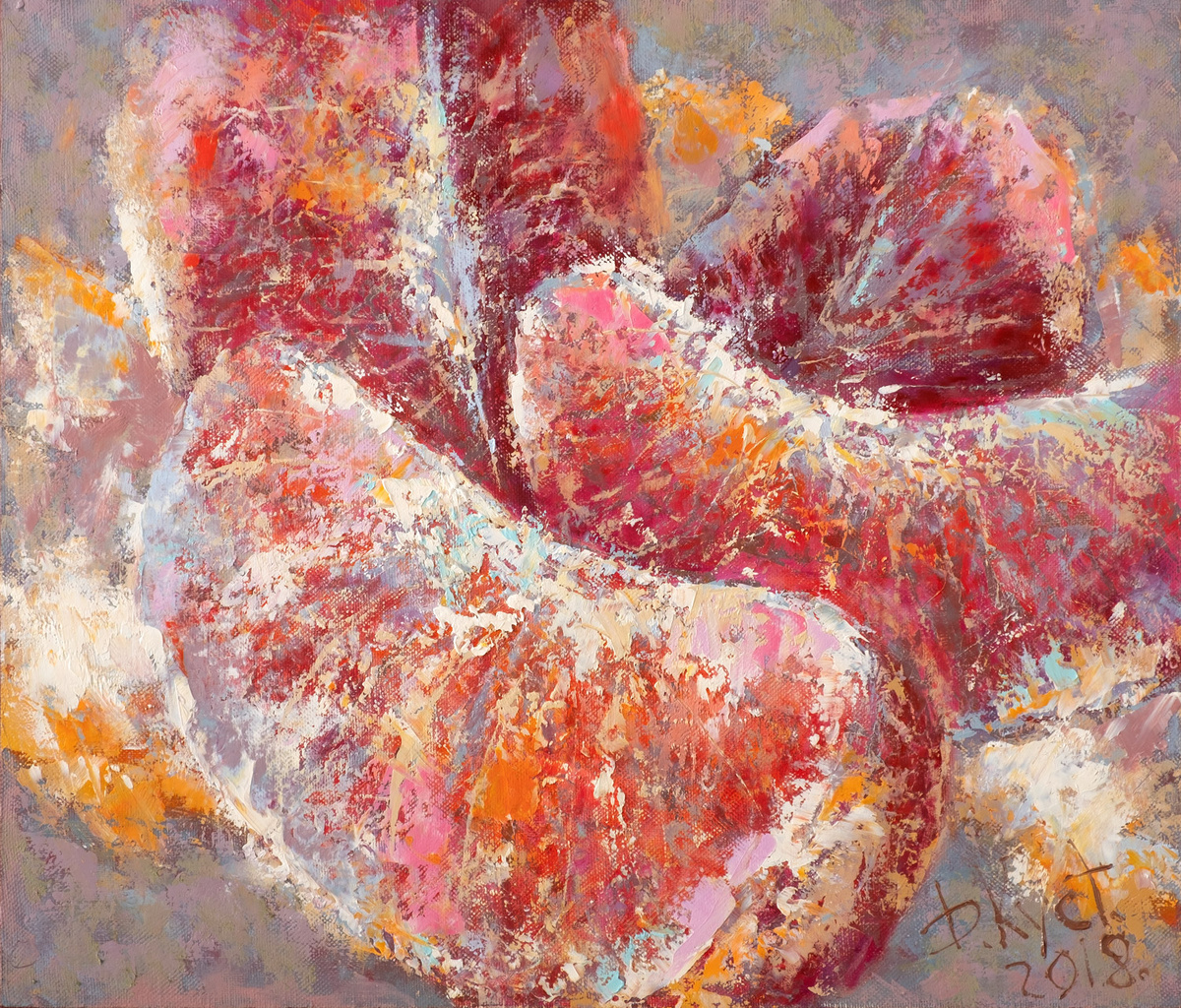 Художник Дмитрий Кустанович. Грейпфрут,, 60x70 см, холст, масло, 2018