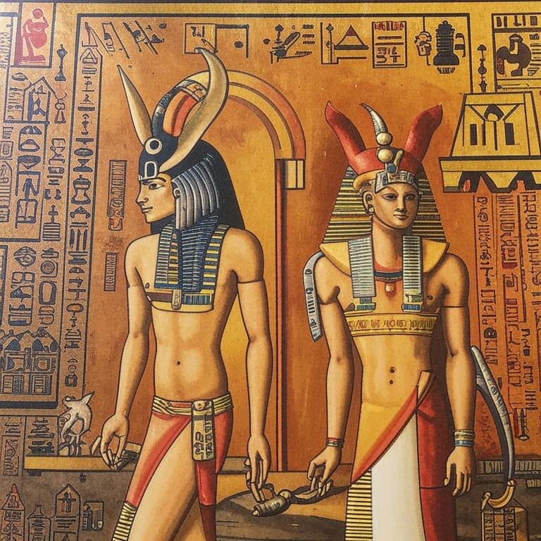 Хнум и Тот. Сделано с помощью нейросети 