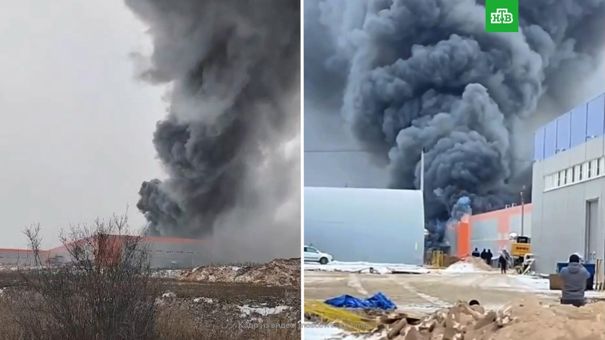    В подмосковном Клину горит складской комплекс