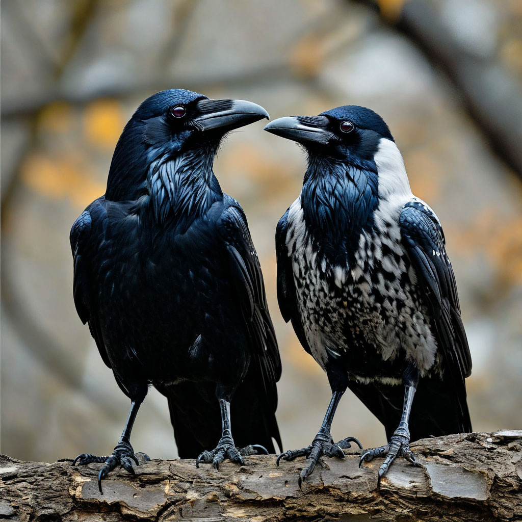 Черная и серая ворона.