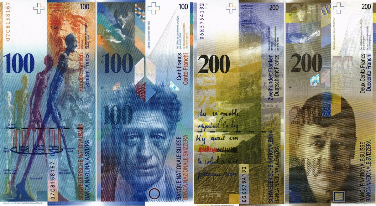 100 и 200 швейцарских франков