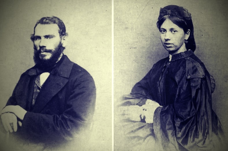 Толстой и его молодая жена. Изображение взято с Яндекс картинок.