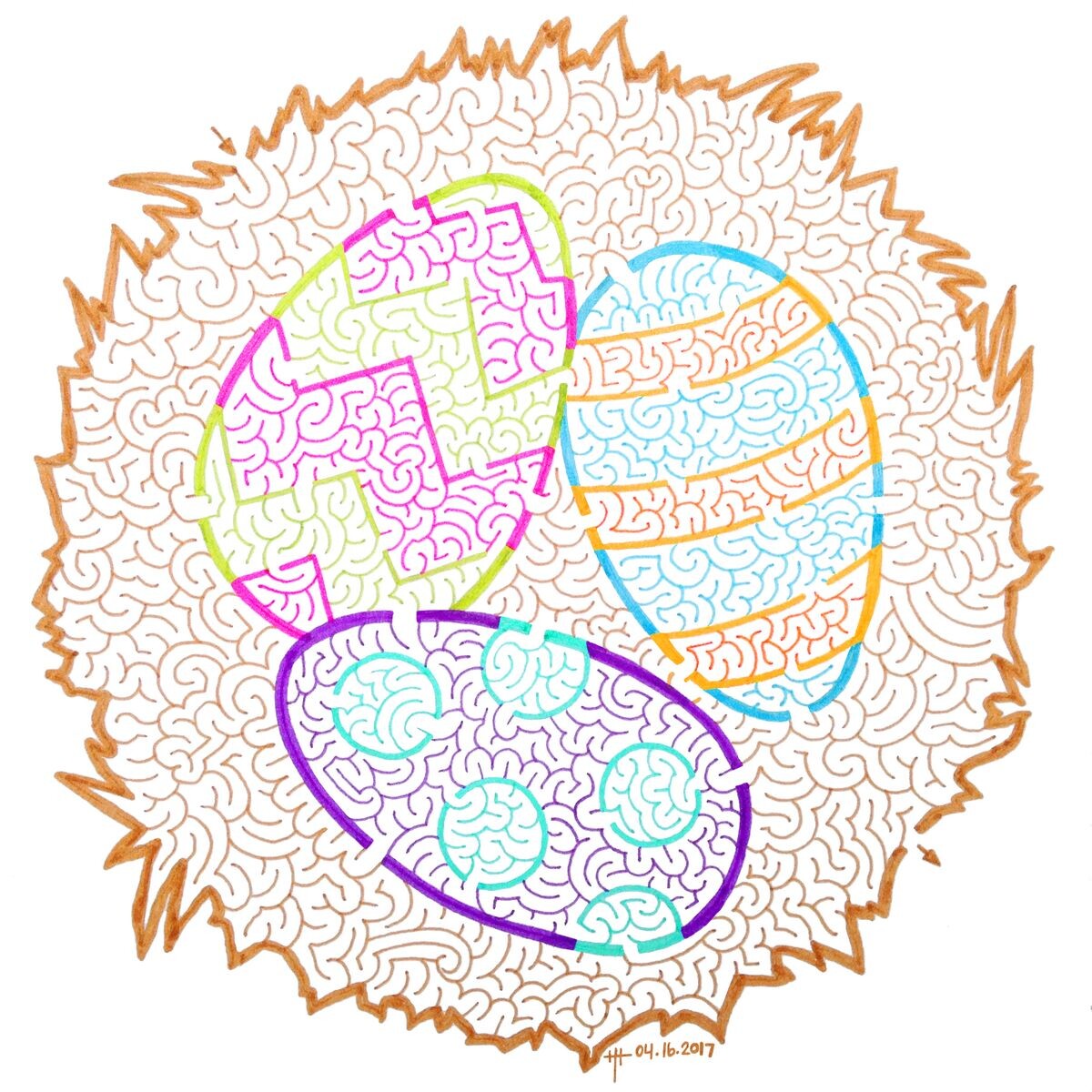 Пасхальная головоломка-лабиринт Крашеные яйца ©Heather Hoesl