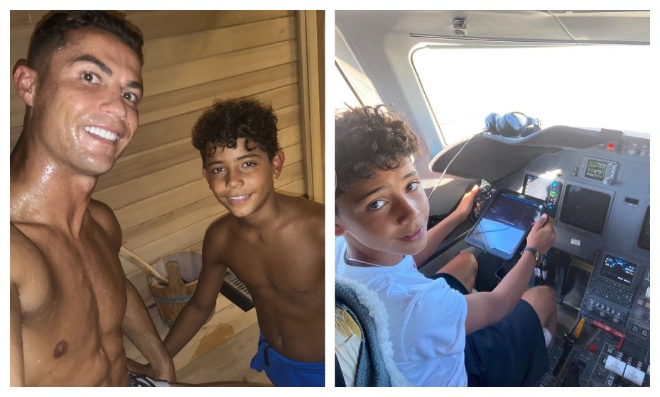    Роналду вместе со своим старшим сыном. Фото: Личная страница Криштиану Роналду в соцсетях