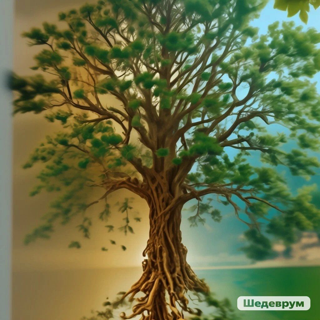 Изображение сгенерировано в нейросети Шедеврум на канале Попутный ветер - дерево