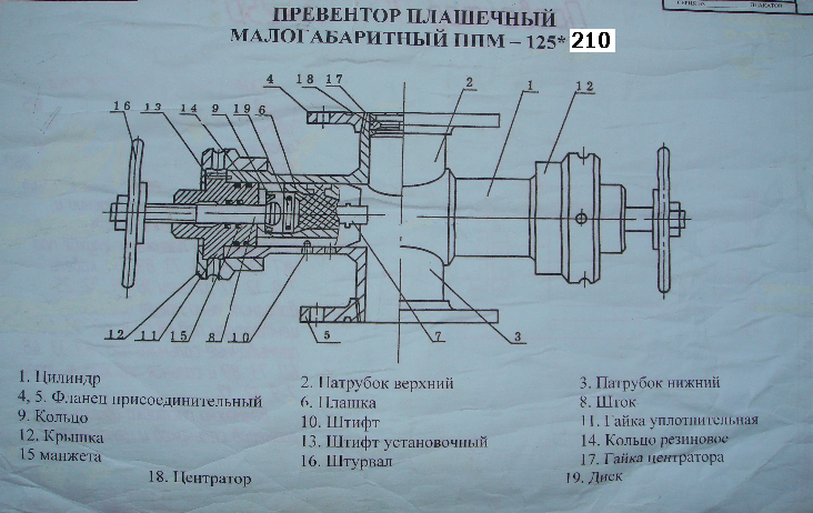 Схема устройства превентора ППМ-125*210