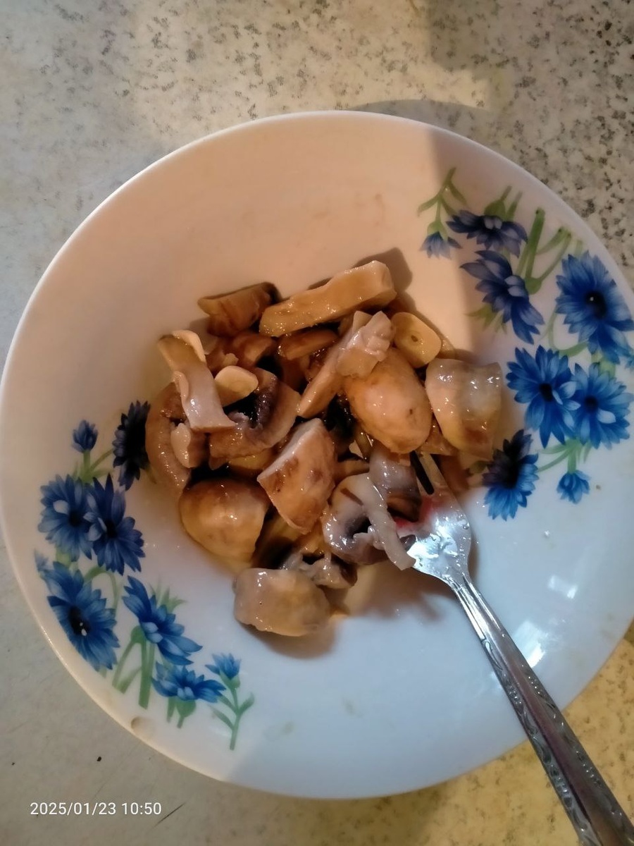 Готовые маринованные шампиньоны. Фотография автора