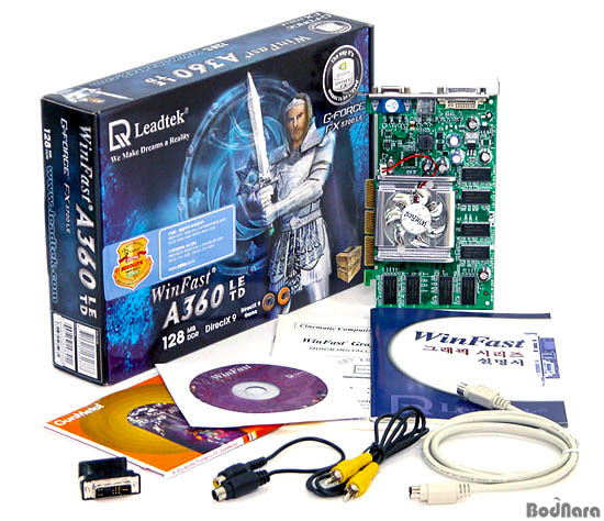 Комплект поставки видеокарты WinFast A360 LE 128MB TD (фото из сети).
